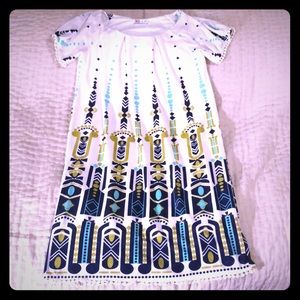 White blue and green shirt